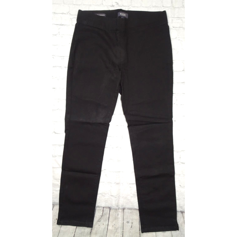 NYDJ Alina Pull on Ankle Black Jeans, 6P